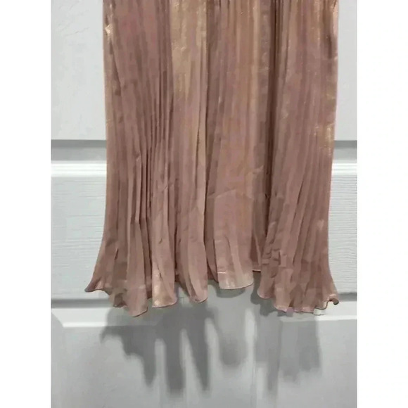 Worthington Shimmer Champagne Sleeveless High Neck Pleated Halter Blouse Top XL - Picture 3 of 10